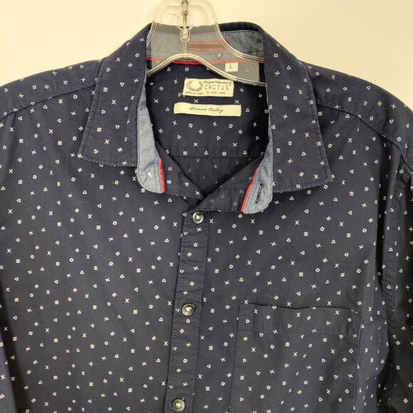 Cactus Men's Button Down Casual Shirt Size Large Novelty Print 100% Cotton - Picture 2 of 9